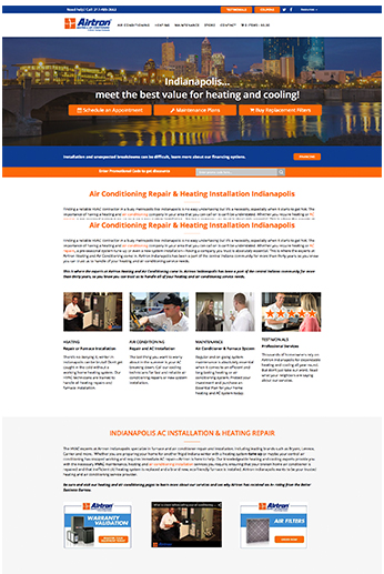Airtron heating & air conditioning website design